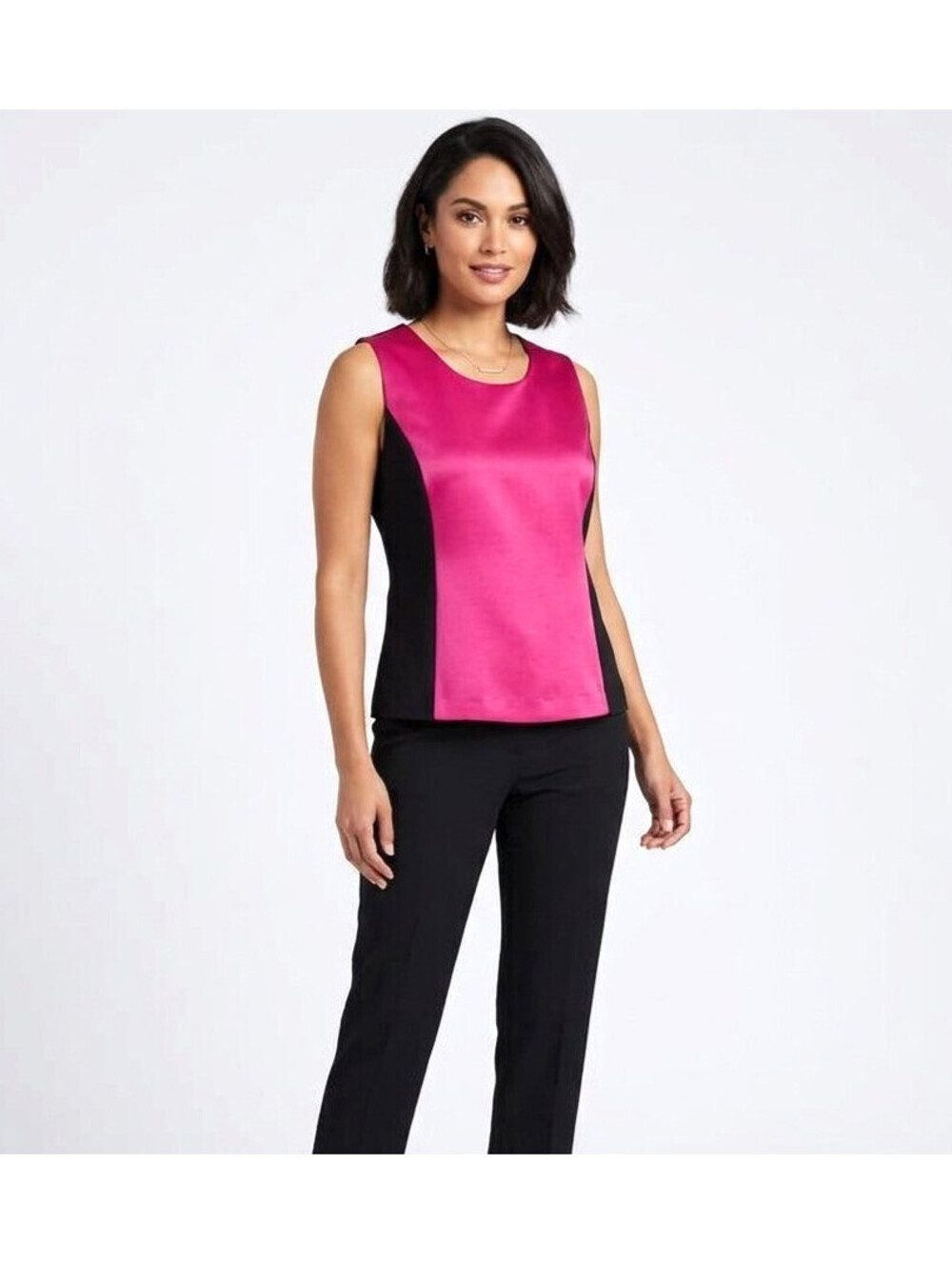 Vintage CHARISMA USA Women's Black Pink Sleeveless Blouse Top US-6